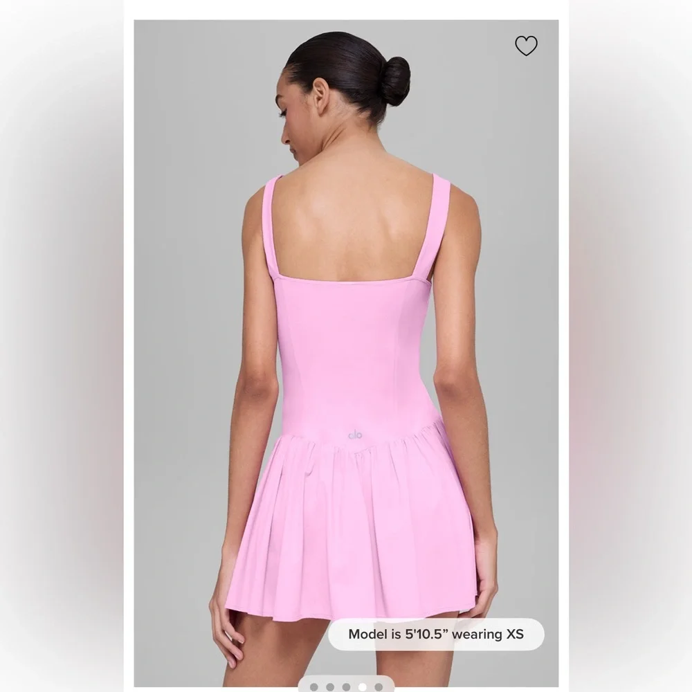 NWOT Alo Yoga Alosoft Break Point Tennis Dress Candy Heart Pink - Picture 4 of 4